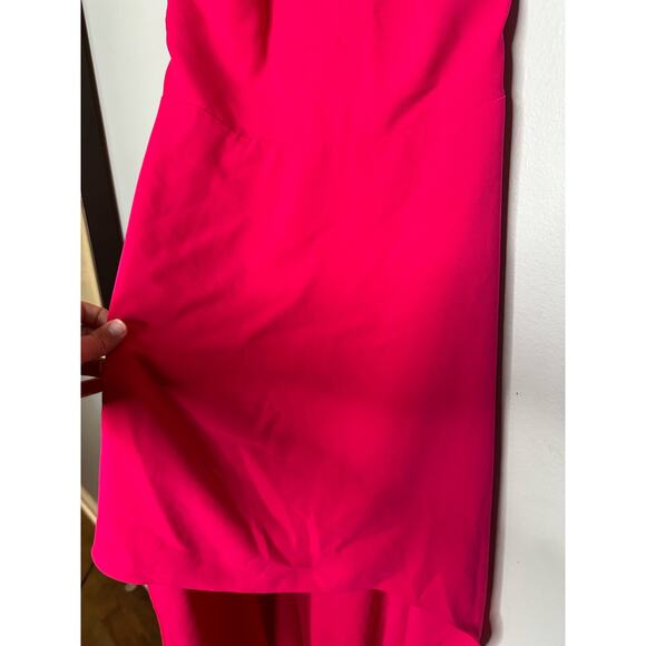 HALSTON Fuchsia Rose Pink Asymmetrical Hemline Multi-Strap Halter Drees size 2 - Picture 13 of 16